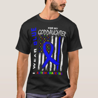 I Wear Blue For Goddaughter Awareness Flag T-Shirt