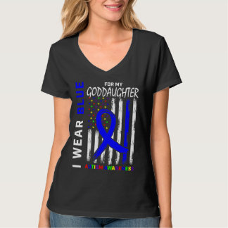 I Wear Blue For Goddaughter Awareness Flag T-Shirt