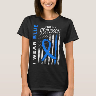 I Wear Blue For Grandson Diabetes Awareness Flag M T-Shirt