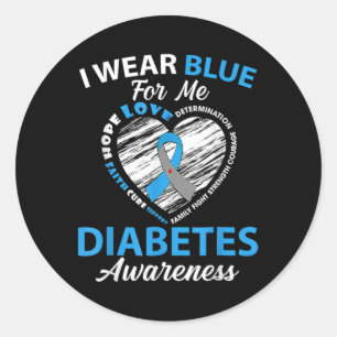 I Wear Blue For Me Type 1 Diabetes Awareness Month Classic Round Sticker