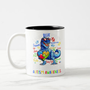 I Wear Blue For My Big Brother Autism Awareness Two-Tone Coffee Mug