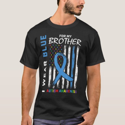 I Wear Blue For My Brother Autism Awareness Americ T_Shirt