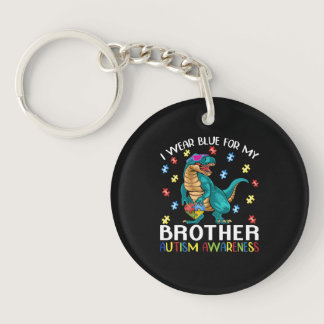 I Wear Blue For My Brother Autism Awareness Keychain