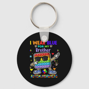 I Wear Blue For My Brother Autism Awareness Month Keychain