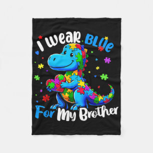 I Wear Blue For My Brother Autism Awareness Puzzle Fleece Blanket