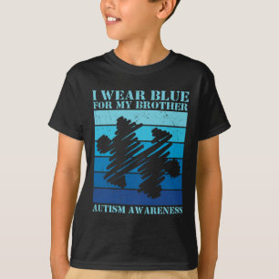 I Wear Blue For My Brother Autistic Kids Autism Aw T-Shirt