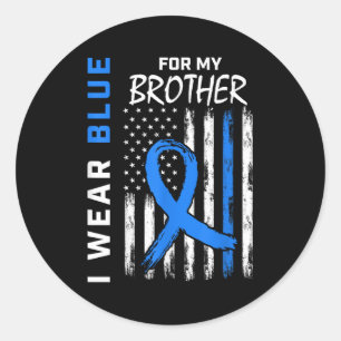 I Wear Blue For My Brother Diabetes Awareness Shir Classic Round Sticker