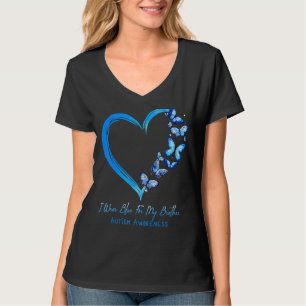 I Wear Blue For My Brother Heart Butterfly Autism T-Shirt