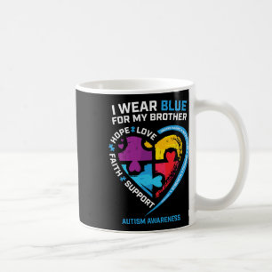 I Wear Blue For My Brother Kids Autism Awareness S Coffee Mug