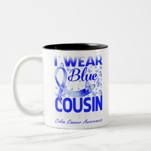 I Wear Blue For My Cousin Colon Cancer Awareness Two-Tone Coffee Mug