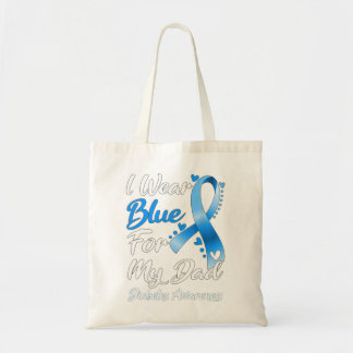 I Wear Blue For My Dad Diabetes Awareness Ribbon Tote Bag