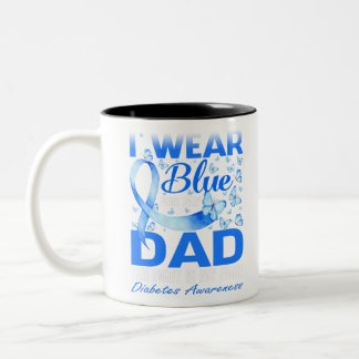 I Wear Blue For My Dad Diabetes Awareness Two-Tone Coffee Mug