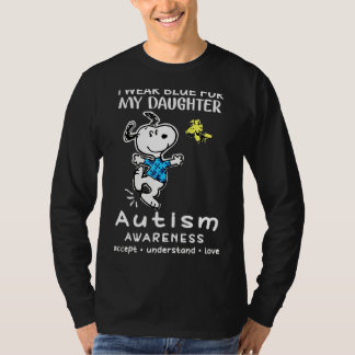 I Wear Blue For My Daughter Kids Autism Awareness T-Shirt