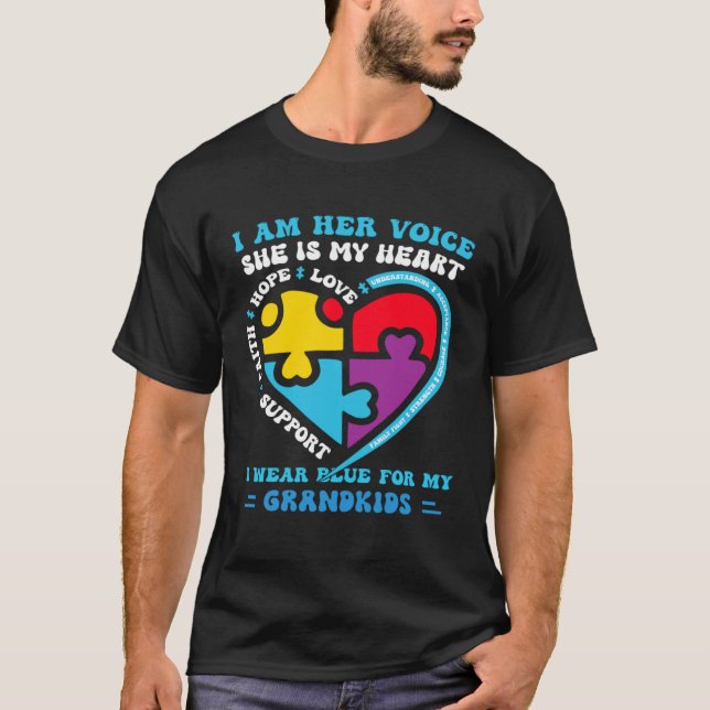 I Wear Blue For My Grandkids Autism Awareness Gran T-Shirt (Front)