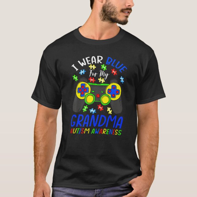I Wear Blue For My Grandma Autism Awareness Boys V T-Shirt (Front)