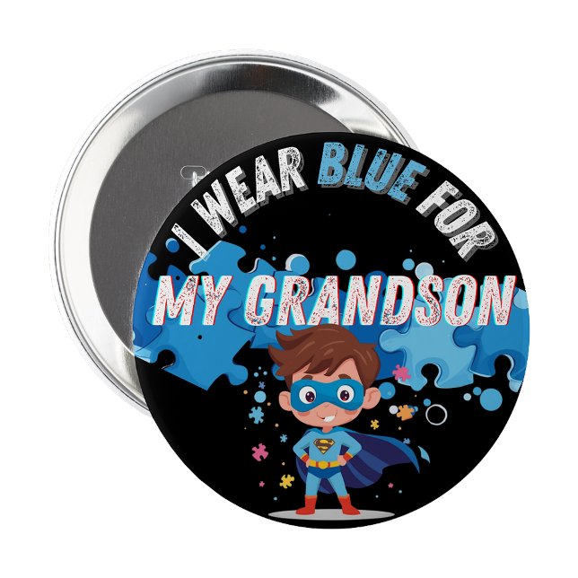 I wear blue for my Grandson Autism Pin Badge  (I wear blue for my Grandson Autism Pin 
)