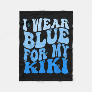 I Wear Blue For My Kiki Blue Ribbon Diabetes Aware Fleece Blanket
