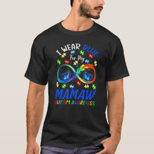 I Wear Blue For My Mamaw Autism Awareness Butterfl T-Shirt