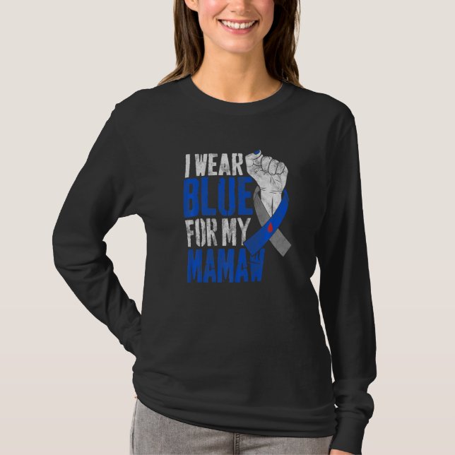 I Wear Blue For My Mamaw Diabetes Awareness Ribbon T-Shirt (Front)