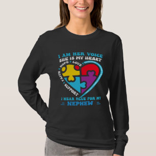 I Wear Blue For My nephew Autism Awareness groovy  T-Shirt