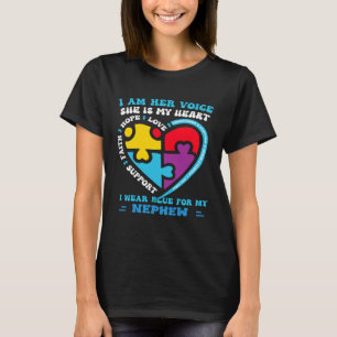 I Wear Blue For My nephew Autism Awareness groovy T-Shirt