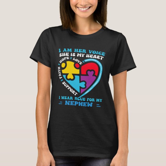 I Wear Blue For My nephew Autism Awareness groovy  T-Shirt (Front)