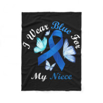 I Wear Blue For My Niece Butterfly Diabetes Awaren Fleece Blanket