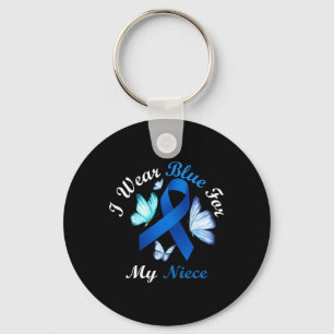 I Wear Blue For My Niece Butterfly Diabetes Awaren Keychain