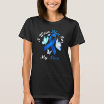 I Wear Blue For My Niece Butterfly Diabetes Awaren T-Shirt
