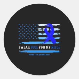 I Wear Blue For My Niece Diabetes Awareness Month Classic Round Sticker