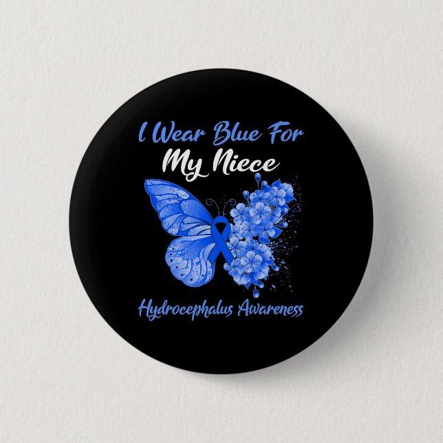 I Wear Blue For My Niece Hydrocephalus Warrior  Button (Front)