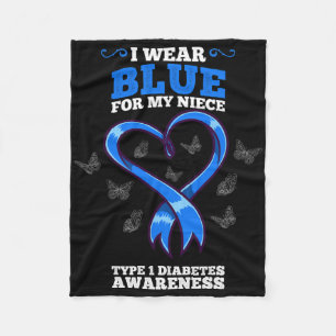 I Wear Blue For My Niece T1d Type 1 Diabetes Aware Fleece Blanket