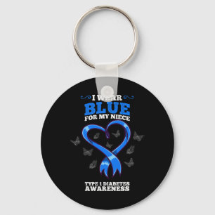 I Wear Blue For My Niece T1d Type 1 Diabetes Aware Keychain