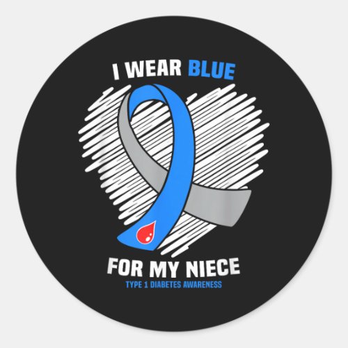I Wear Blue For My Niece Type 1 Diabetes Awareness Classic Round Sticker
