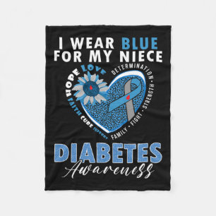 I Wear Blue For My Niece Type 1 Diabetes Awareness Fleece Blanket