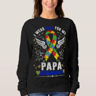 I Wear Blue For My Papa Boho Rainbow Autism Awaren Sweatshirt
