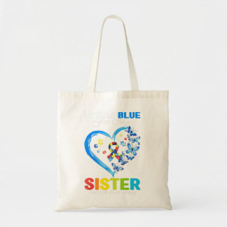 I Wear Blue For My Sister Autism Awareness Heart R Tote Bag