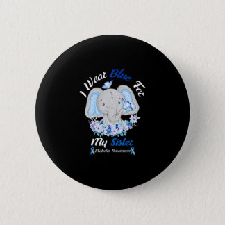 I Wear Blue For My Sister Elephant Diabetes Button