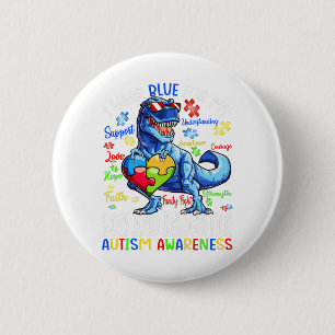 I Wear Blue For My Son And Daughter Autism Button