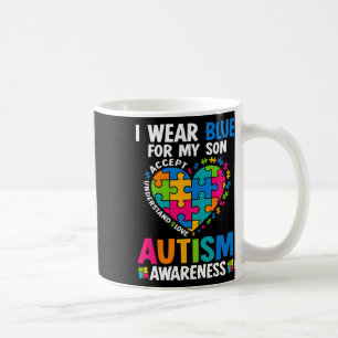 I Wear Blue For My Son Autism Awareness Autistic M Coffee Mug