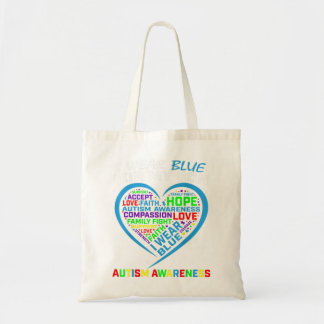 I Wear Blue For My Son Autism Awareness Parents Mo Tote Bag