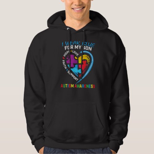 I Wear Blue For My Son Autism Awareness Puzzle Pie Hoodie