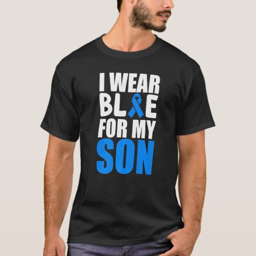 I Wear Blue For My Son Autism Awareness Ribbon T_Shirt