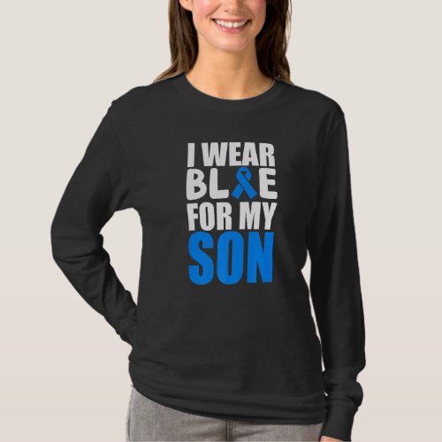 I Wear Blue For My Son Autism Awareness Ribbon T_Shirt