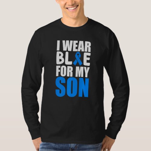 I Wear Blue For My Son Autism Awareness Ribbon T_Shirt