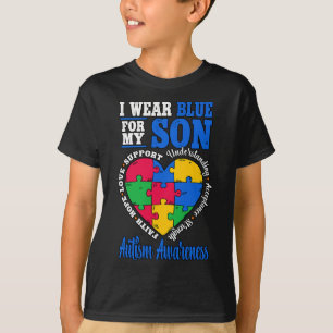 I Wear Blue For My Son Autism Awareness T-Shirt