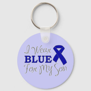 I Wear Blue For My Son (Blue Awareness Ribbon) Keychain