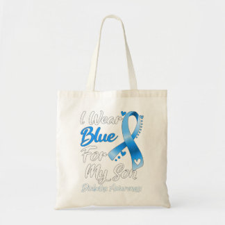 I Wear Blue For My Son Diabetes Awareness Ribbon Tote Bag