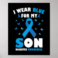 I Wear Blue For My Son Diabetes Awareness T1D