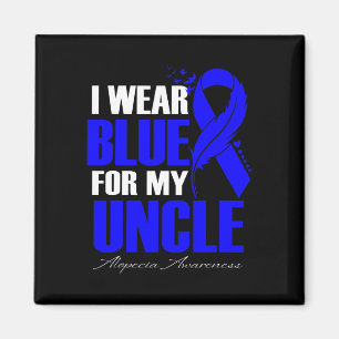 I Wear Blue For My Uncle Alopecia Feather  Magnet